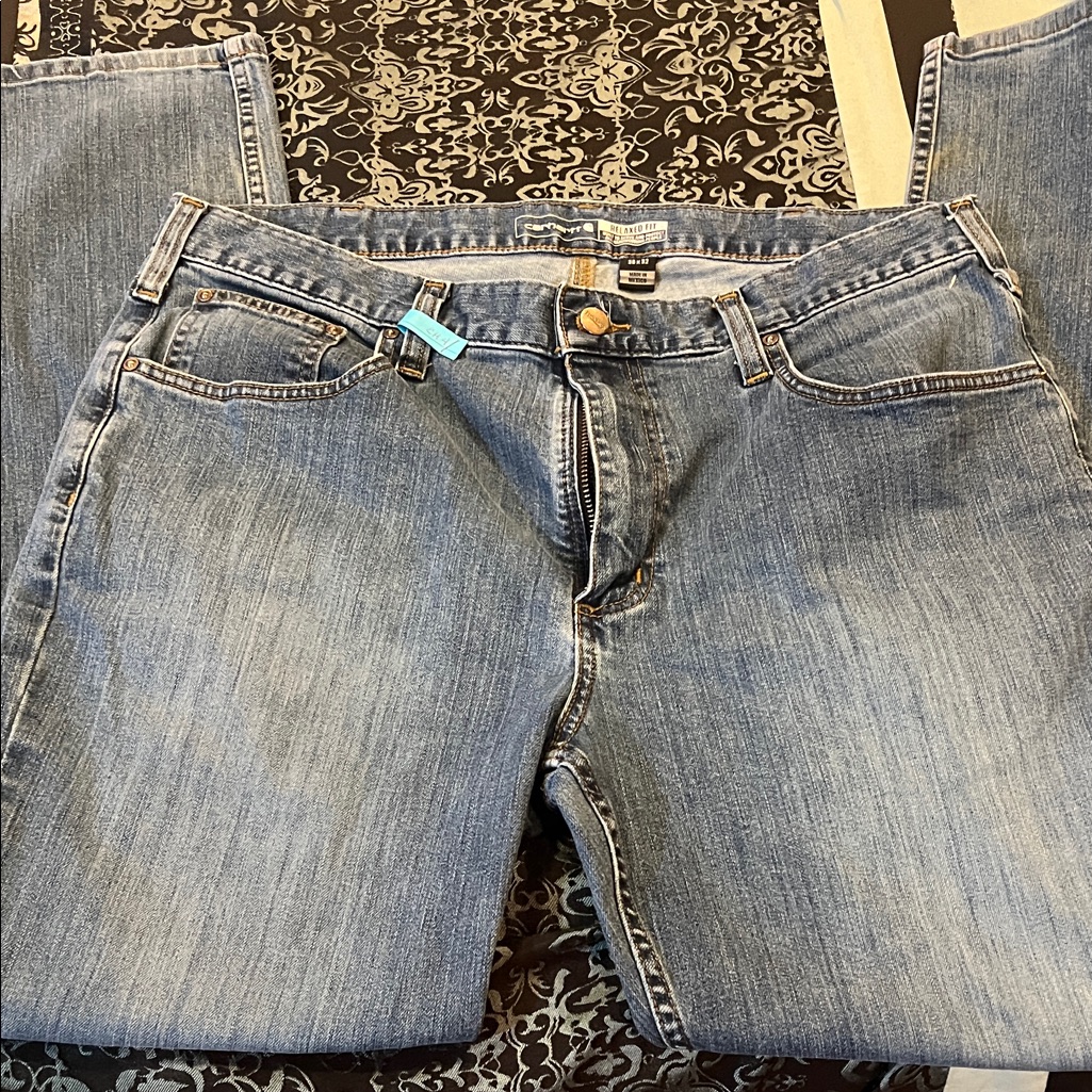 Carhartt Mens Bootcut Jeans In Light Blue Denim